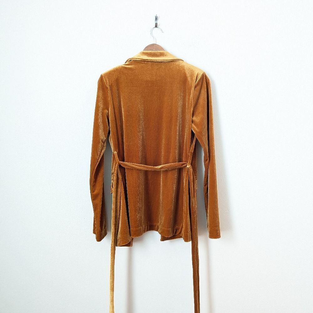 Michael Costello Revolve gold orange velvet Piper open front blazer jacket - Picture 5 of 6